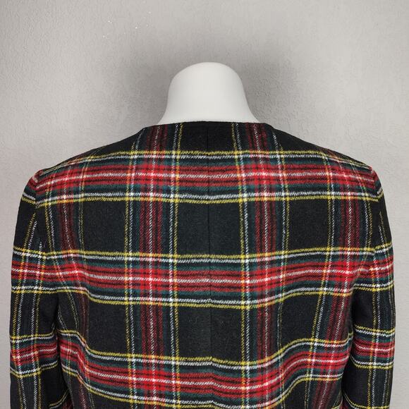 J. Crew Factory Stewart Tartan Wool-Blend Lady Jacket 12 Plaid Wool Blend Blazer - Picture 11 of 15